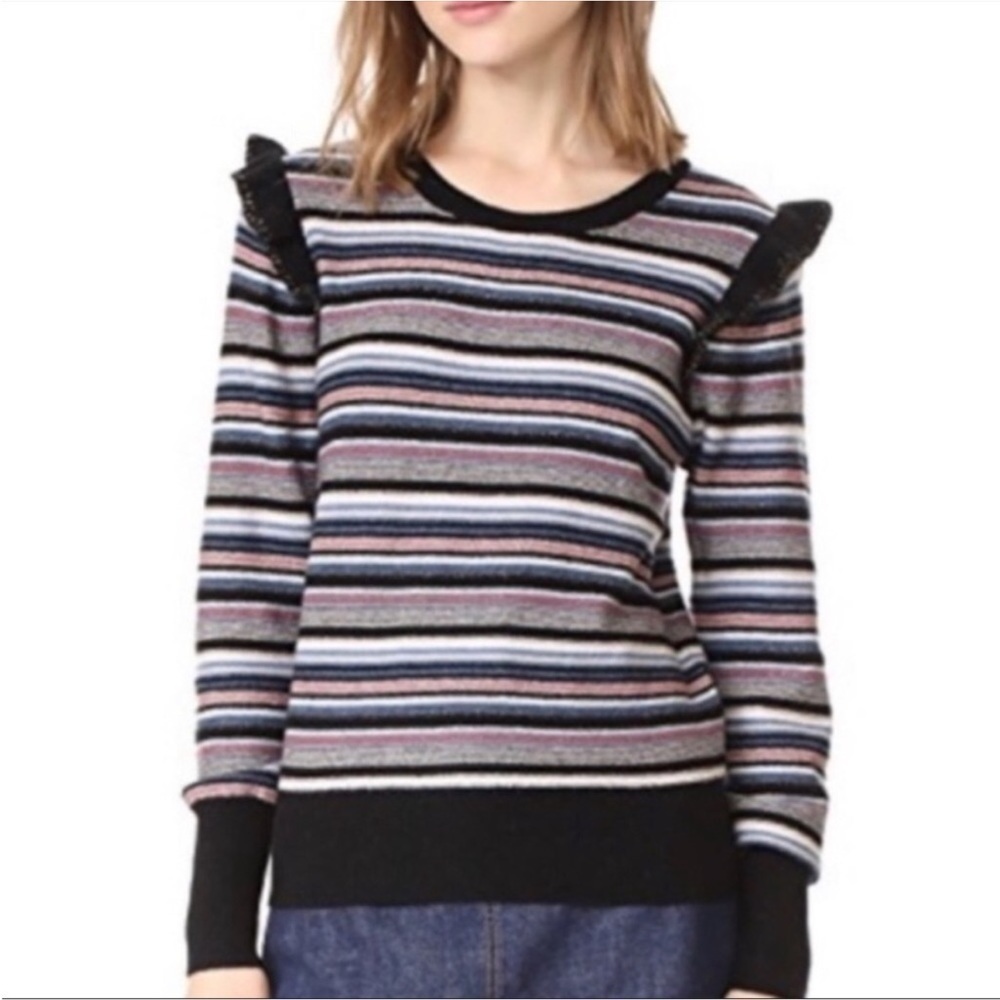 Joie Cais C Striped Ruffled Sweater